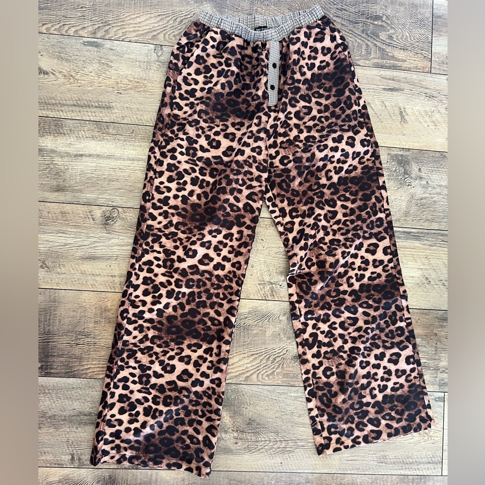 Boohoo Brown and Black Animal Print Pajama Pants